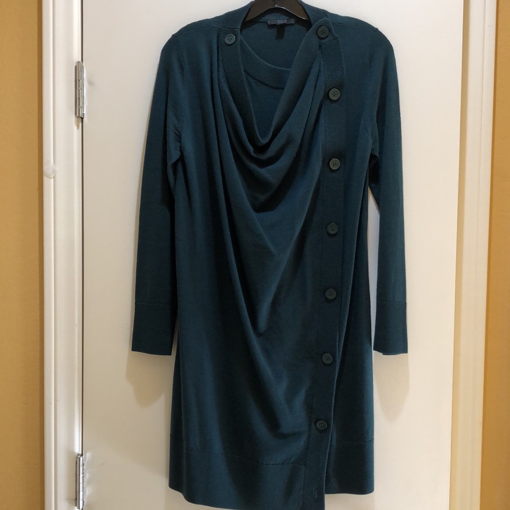 Cos 100% Wool Forest Green Button Closure Dress